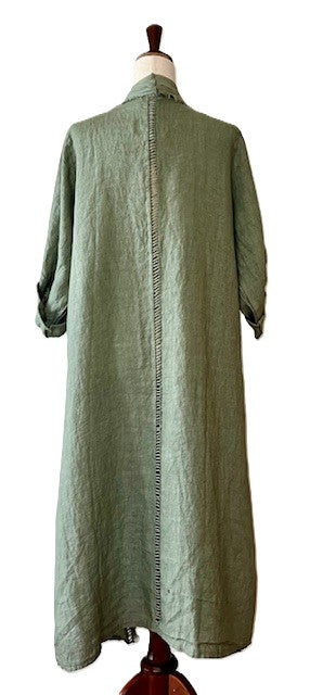 Jacket: Long Italian Linen and Silk Duster Jacket With Frayed Edges (2 Colors)