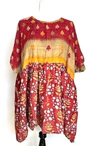 Artisan Quilt Mini Dress. Comfortable, Soft, and Very Chic (Abstract Floral Yellow)