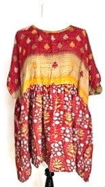 Artisan Quilt Mini Dress. Comfortable, Soft, and Very Chic (Abstract Floral Yellow)