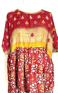 Artisan Quilt Mini Dress. Comfortable, Soft, and Very Chic (Abstract Floral Yellow)