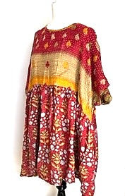 Artisan Quilt Mini Dress. Comfortable, Soft, and Very Chic (Abstract Floral Yellow)
