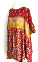 Artisan Quilt Mini Dress. Comfortable, Soft, and Very Chic (Abstract Floral Yellow)