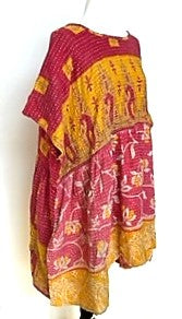 Artisan Quilt Mini Dress. Comfortable, Soft, and Very Chic (Abstract Gold/Pink)
