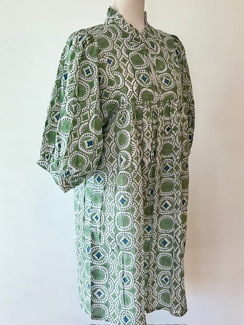 Trendy Cotton Mini Maxi Dress, Olive Green