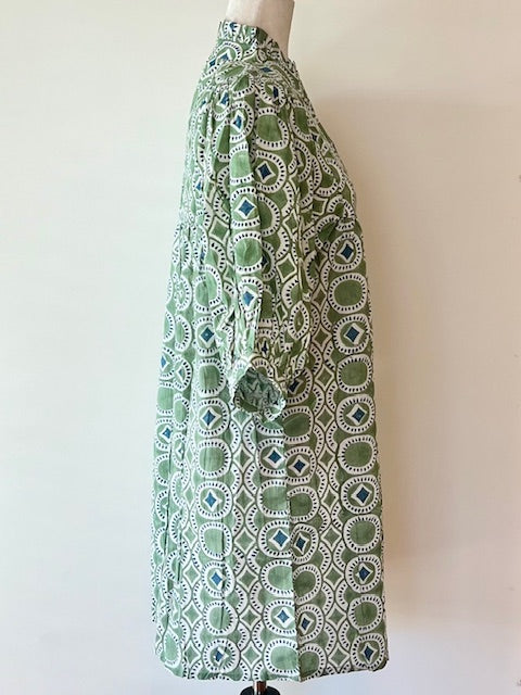 Trendy Cotton Mini Maxi Dress, Olive Green
