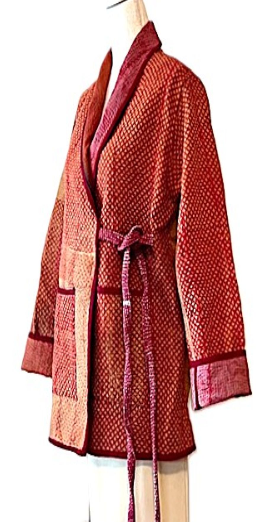 Handmade Vintage Cotton Kantha Jacket Fully Reversible. (Copper)