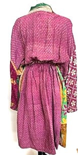 One of a Kind Mixed Print Cotton Artisan Kimono (Burgundy/yellow)
