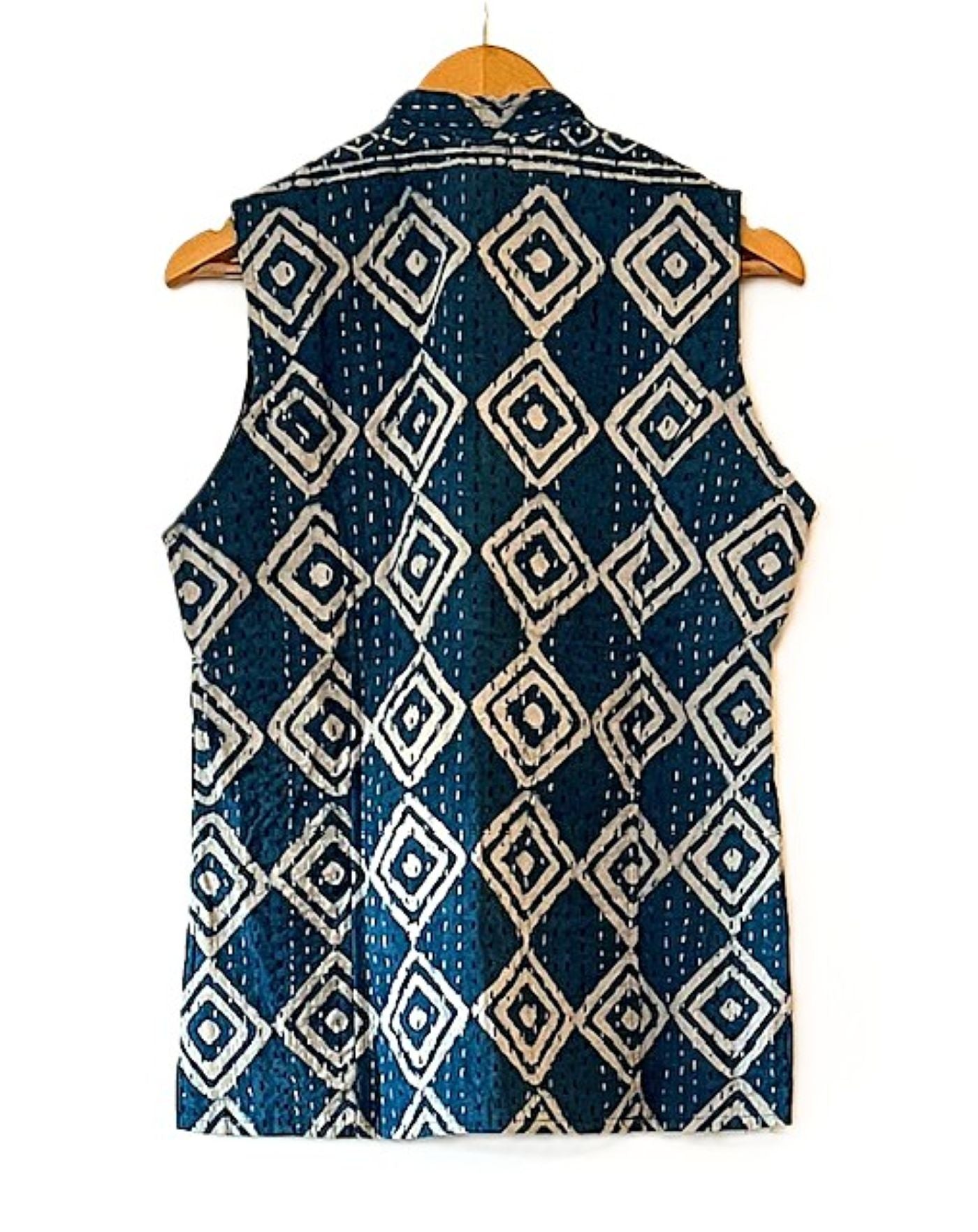 Indigo Kantha Quilted Vest. Handmade and So Stylish.