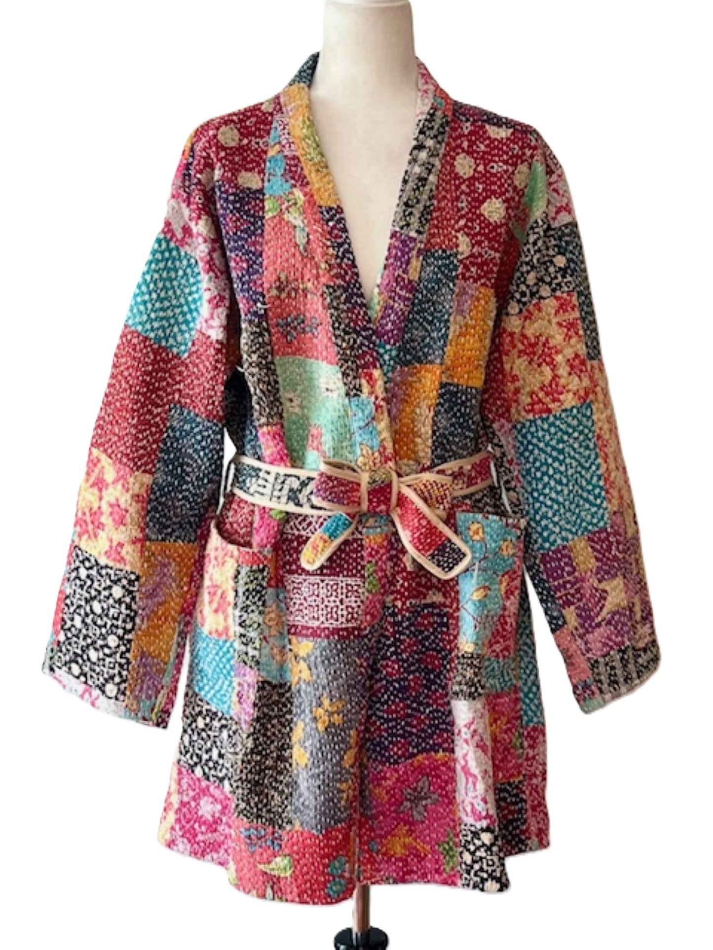 Specialty Collection: Refined, Patchwork Quilted Short Jacket. Fully Reversible.(Purple)