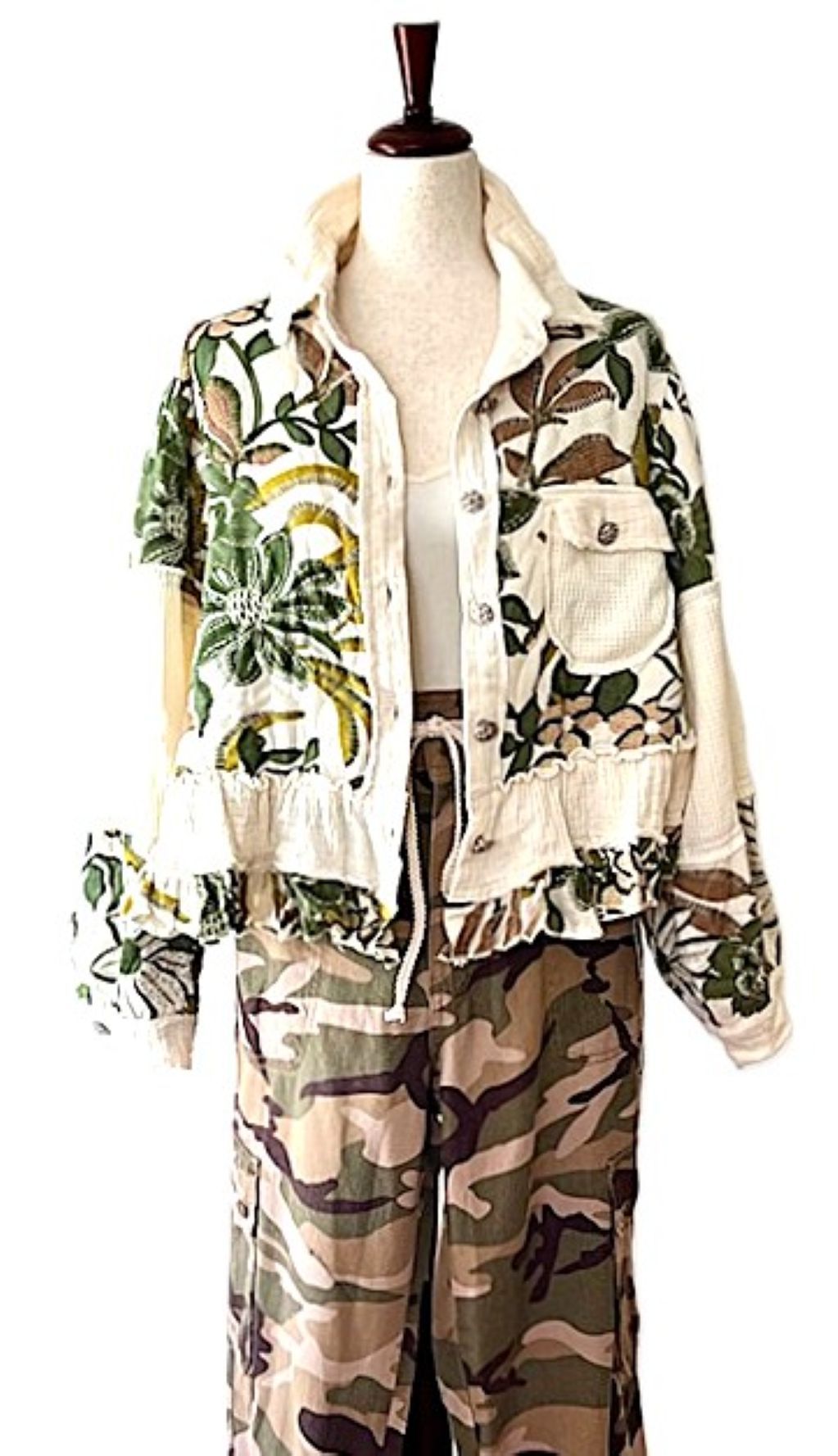 Jacket: Short Vintage Style Floral Pattern Boho Top, The Perfect Top Layer All Year.