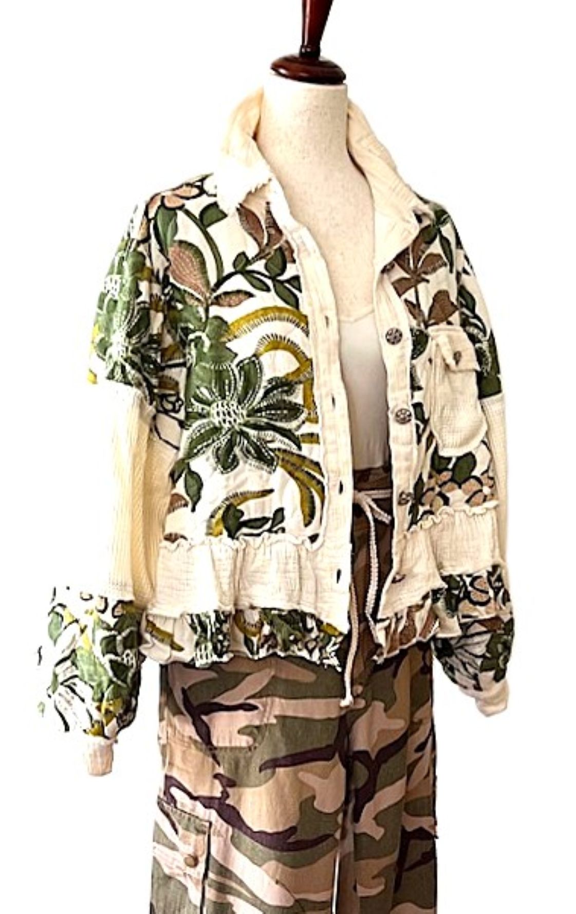 Jacket: Short Vintage Style Floral Pattern Boho Top, The Perfect Top Layer All Year.