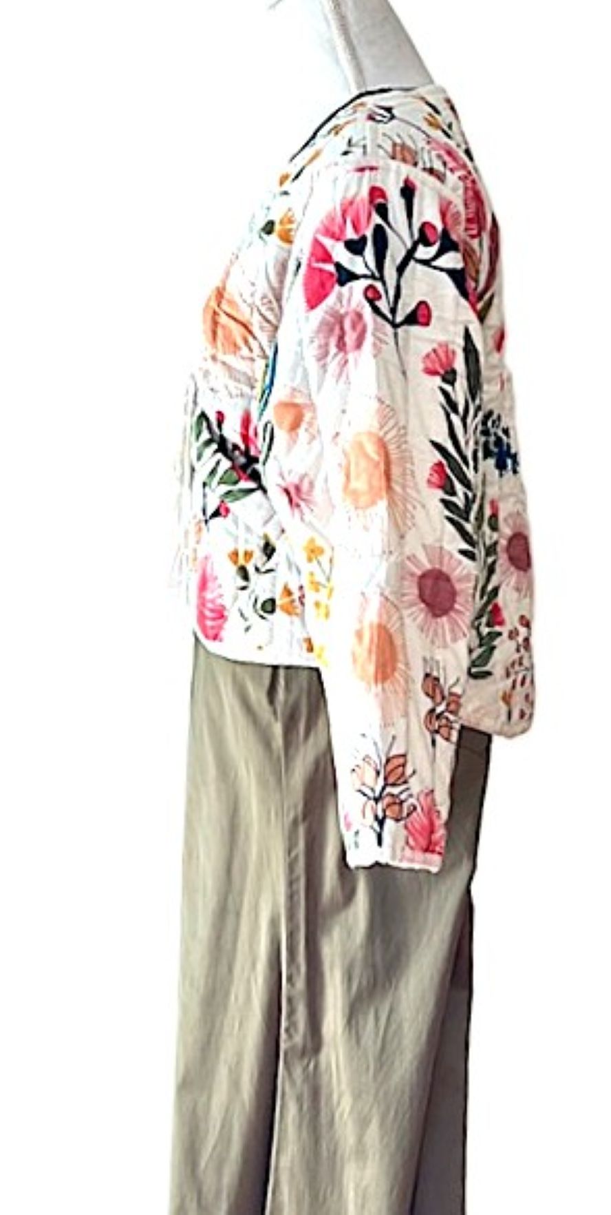 Short Handmade Floral Design Jacket With Front Drawstring Closures. New Style