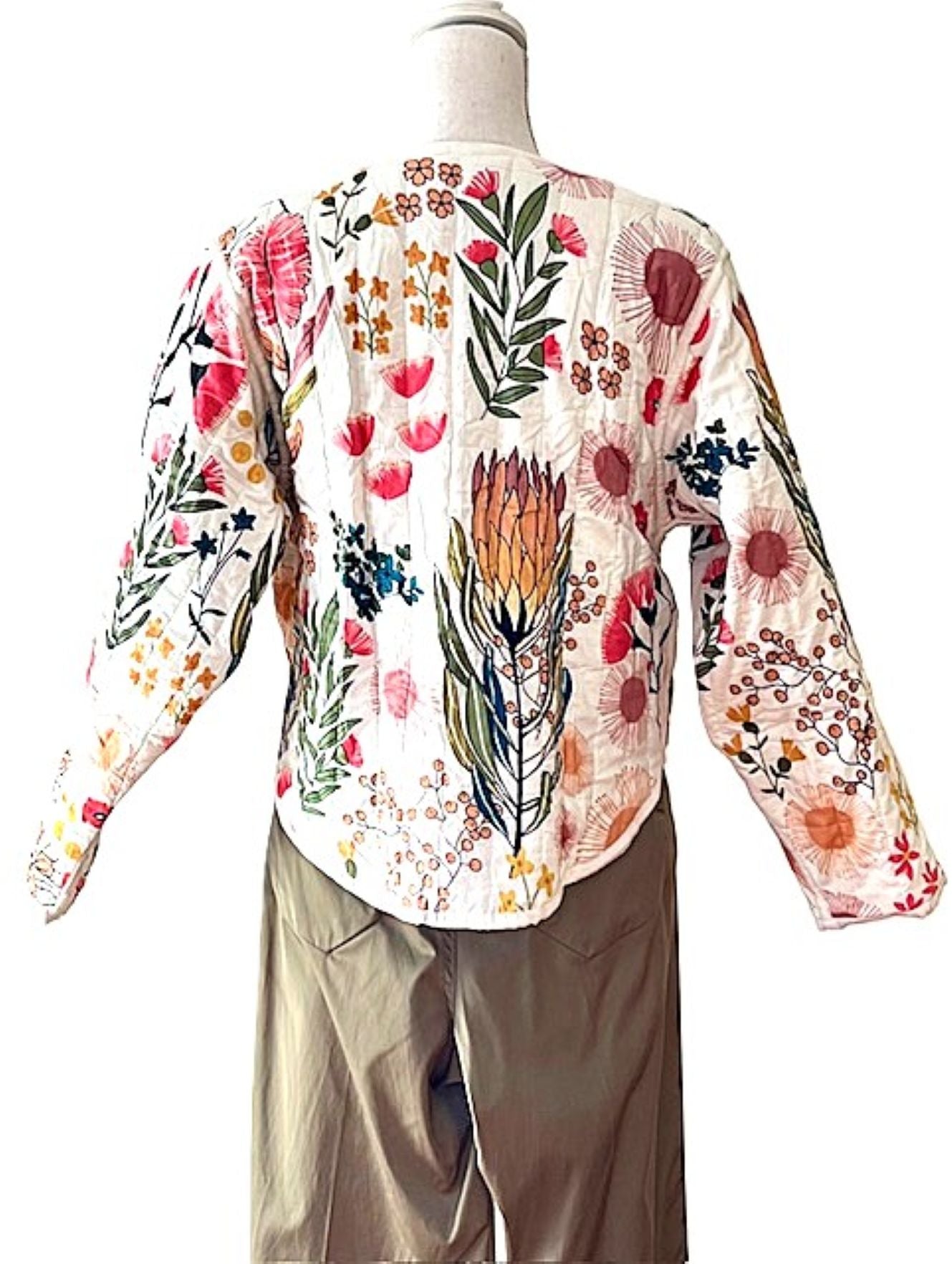 Short Handmade Floral Design Jacket With Front Drawstring Closures. New Style