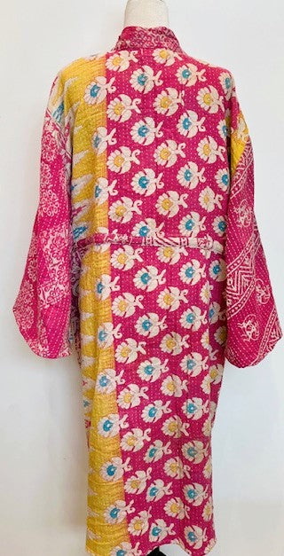 Kantha Robe Dreamweaver Kimono (Pink) Is A Statement Piece.