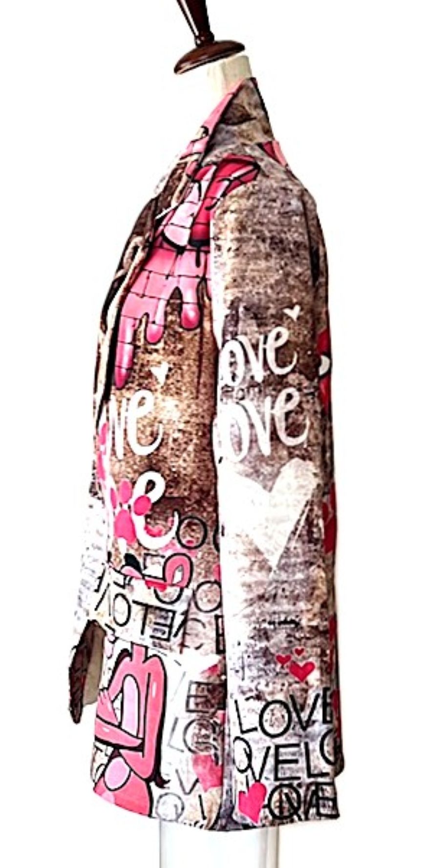 Blazer-One Size Graffiti Love Street-Art Print Blazer. Pink Panther Character.