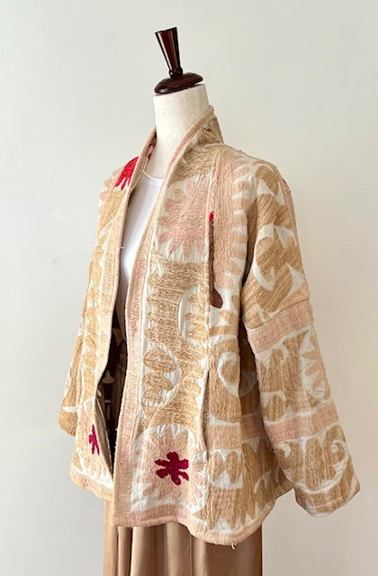 Jacket, Wearable Art Is Hand Embroidered Cotton In Soft Pastels.