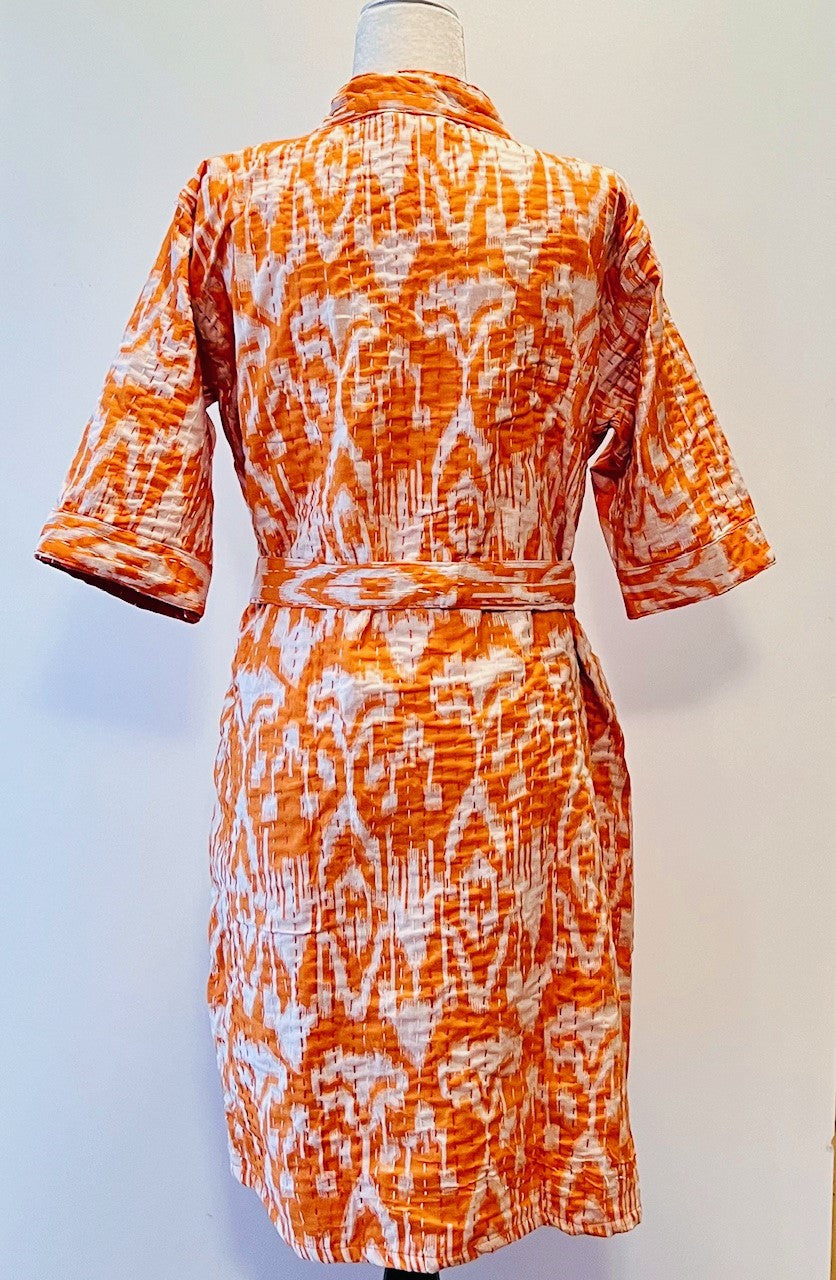 Vibrant Block Print Cotton Short Kimono Robe Great Dress, Jacket or Coverup