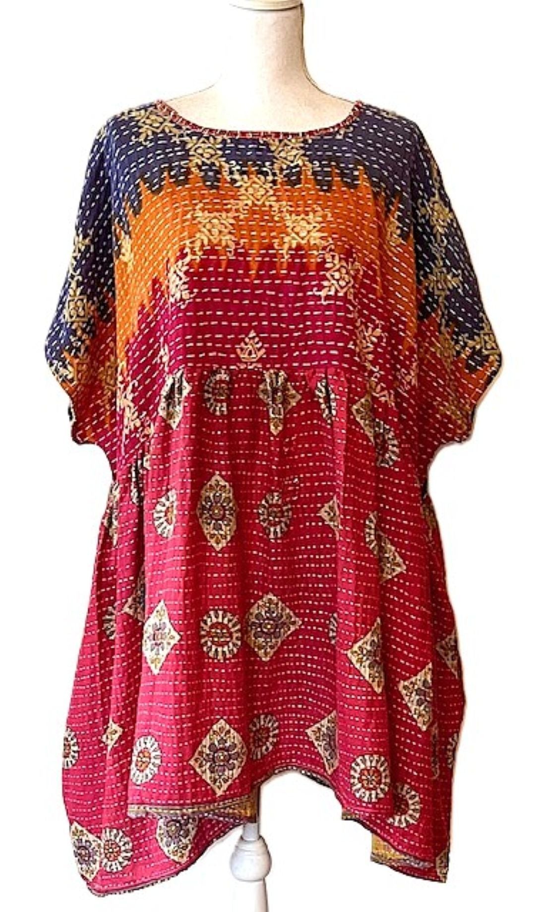 Artisan Quilt Mini Dress. Comfortable, Soft, and Very Chic (Fuschia)