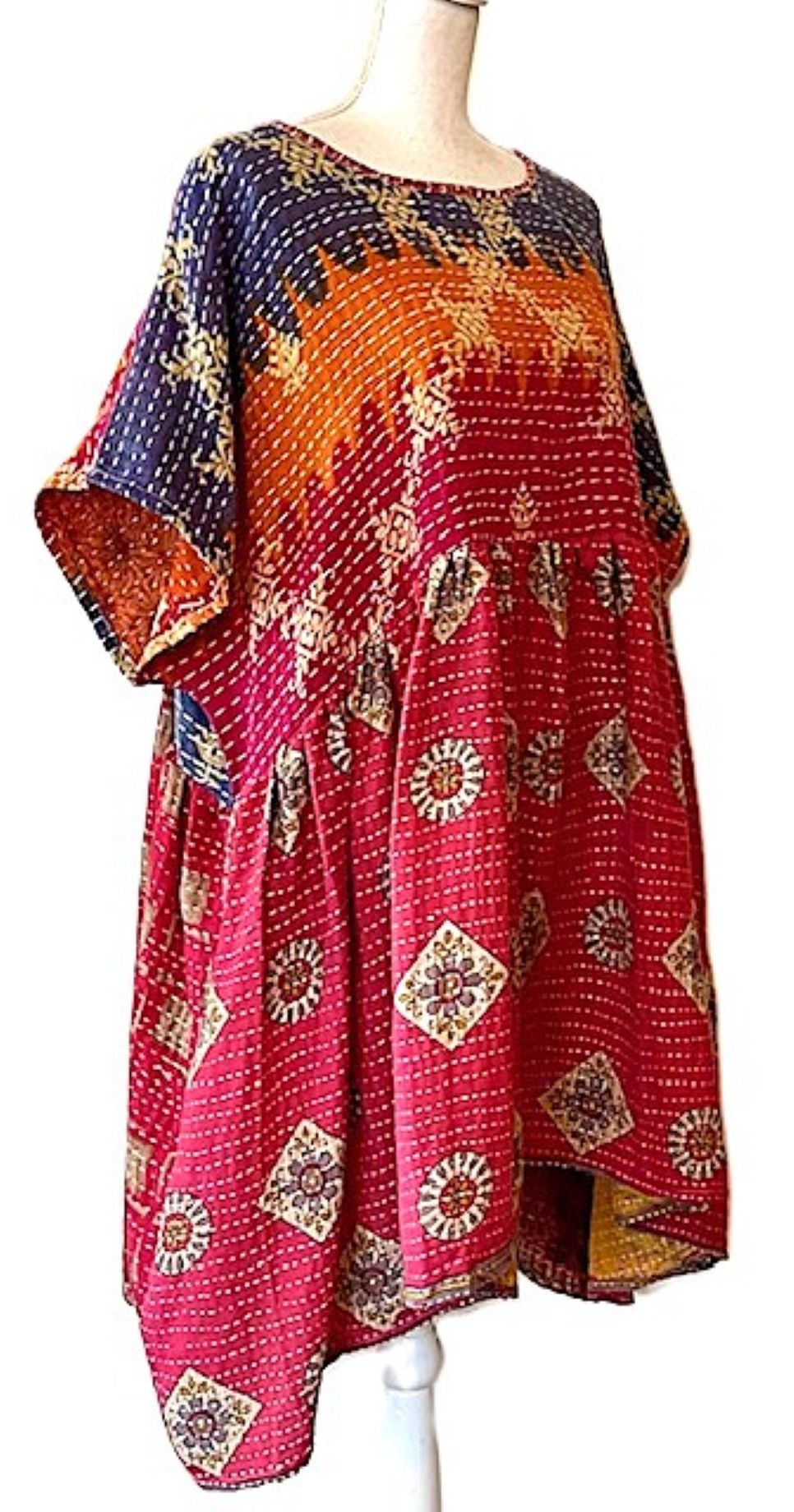 Artisan Quilt Mini Dress. Comfortable, Soft, and Very Chic (Fuschia)