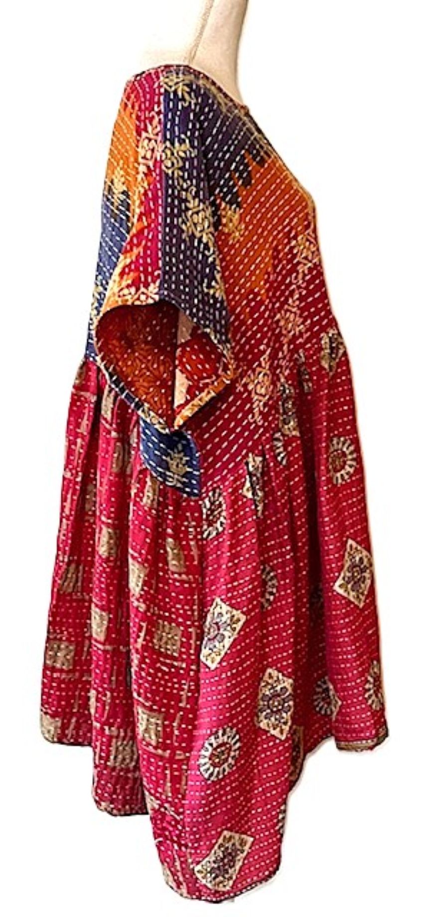 Artisan Quilt Mini Dress. Comfortable, Soft, and Very Chic (Fuschia)