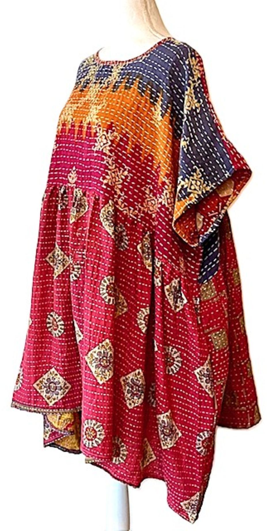Artisan Quilt Mini Dress. Comfortable, Soft, and Very Chic (Fuschia)
