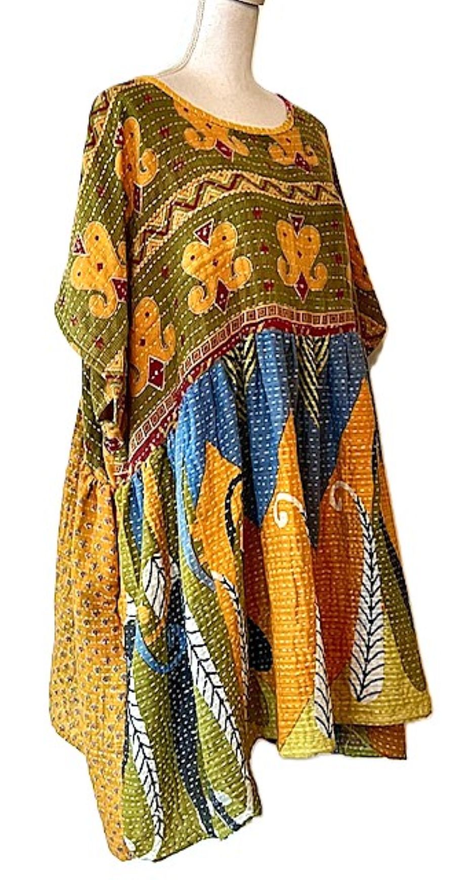 Artisan Quilt Mini Dress. Comfortable, Soft, and Very Chic (Olive)
