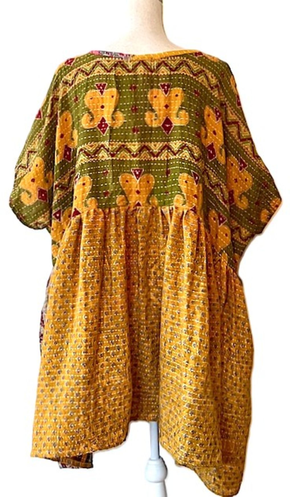 Artisan Quilt Mini Dress. Comfortable, Soft, and Very Chic (Olive)