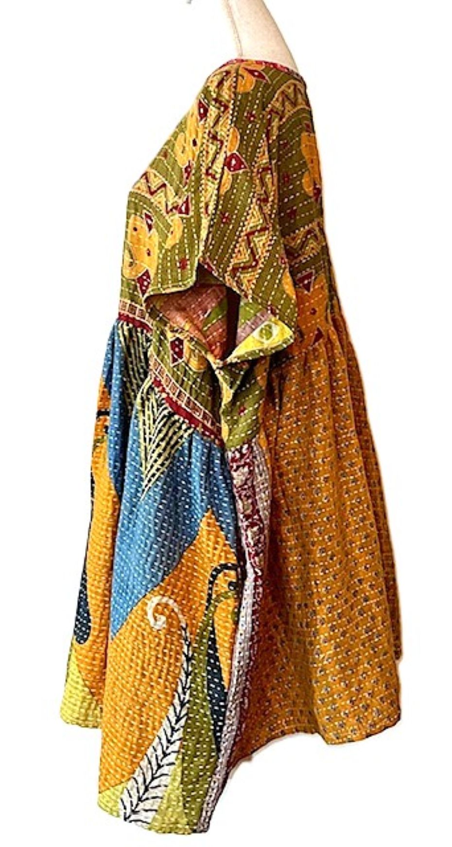 Artisan Quilt Mini Dress. Comfortable, Soft, and Very Chic (Olive)