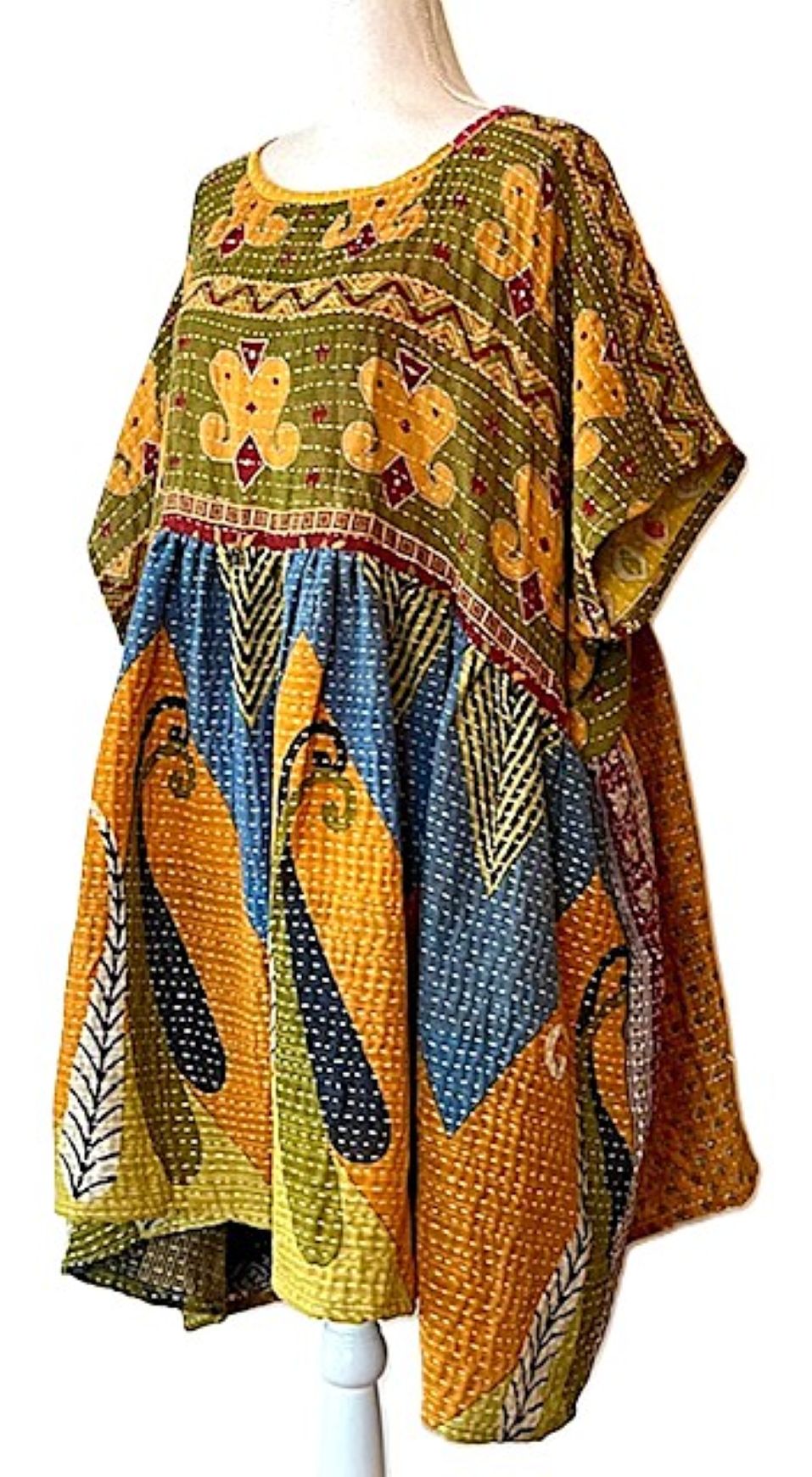 Artisan Quilt Mini Dress. Comfortable, Soft, and Very Chic (Olive)