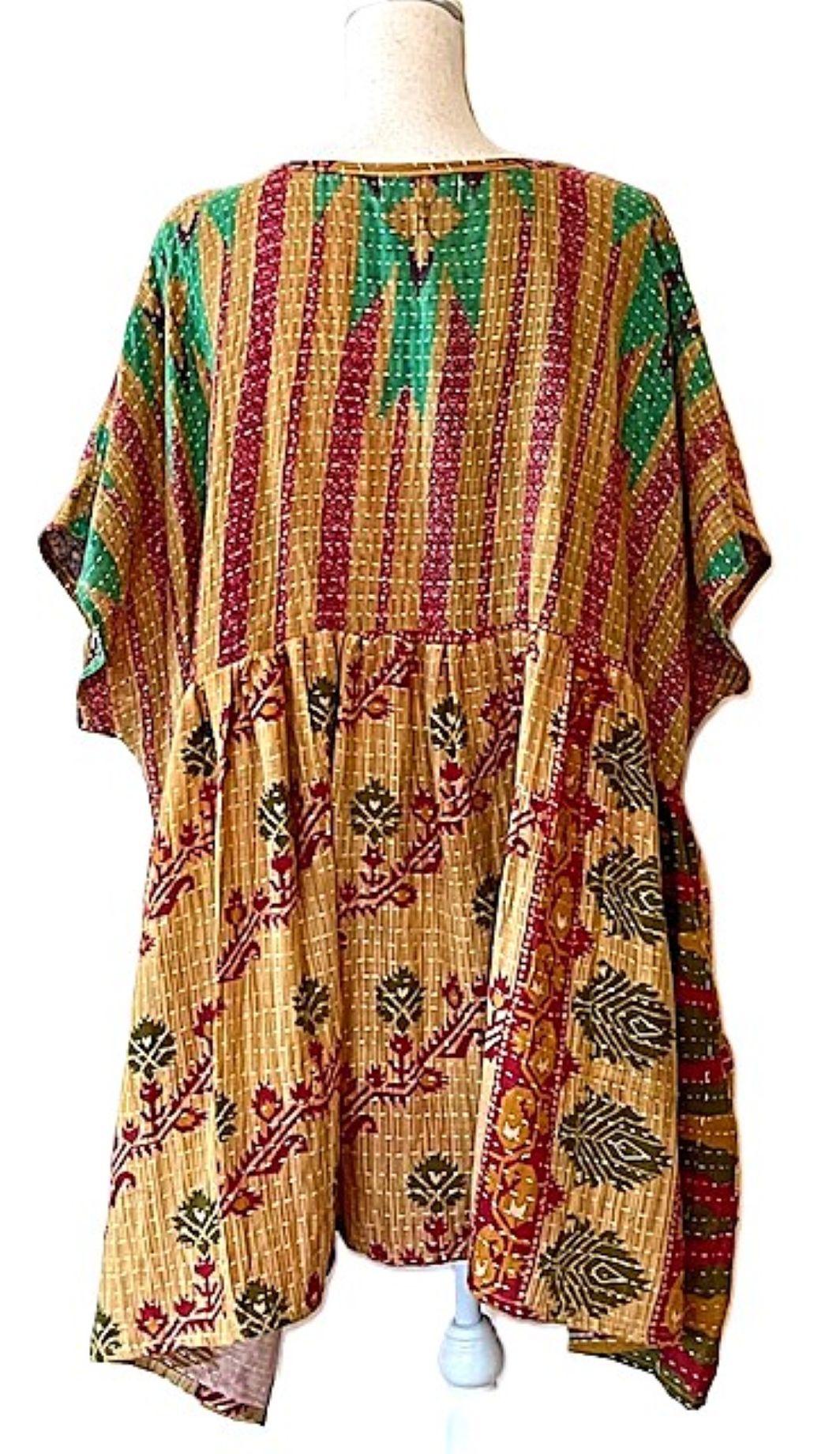 Artisan Quilt Mini Dress. Comfortable, Soft, and Very Chic (Red Stripe)