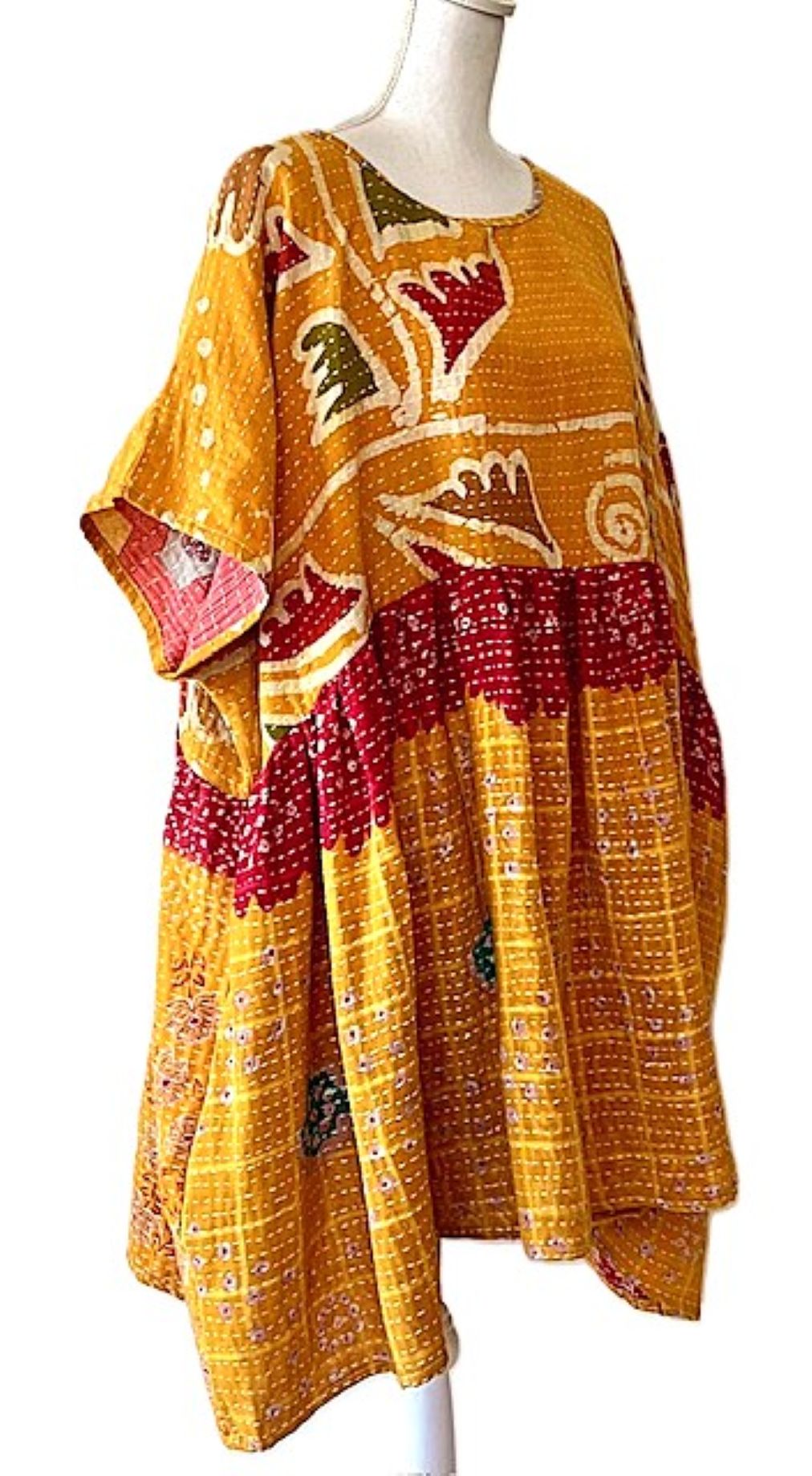 Artisan Quilt Mini Dress. Comfortable, Soft, and Very Chic (Bronze)