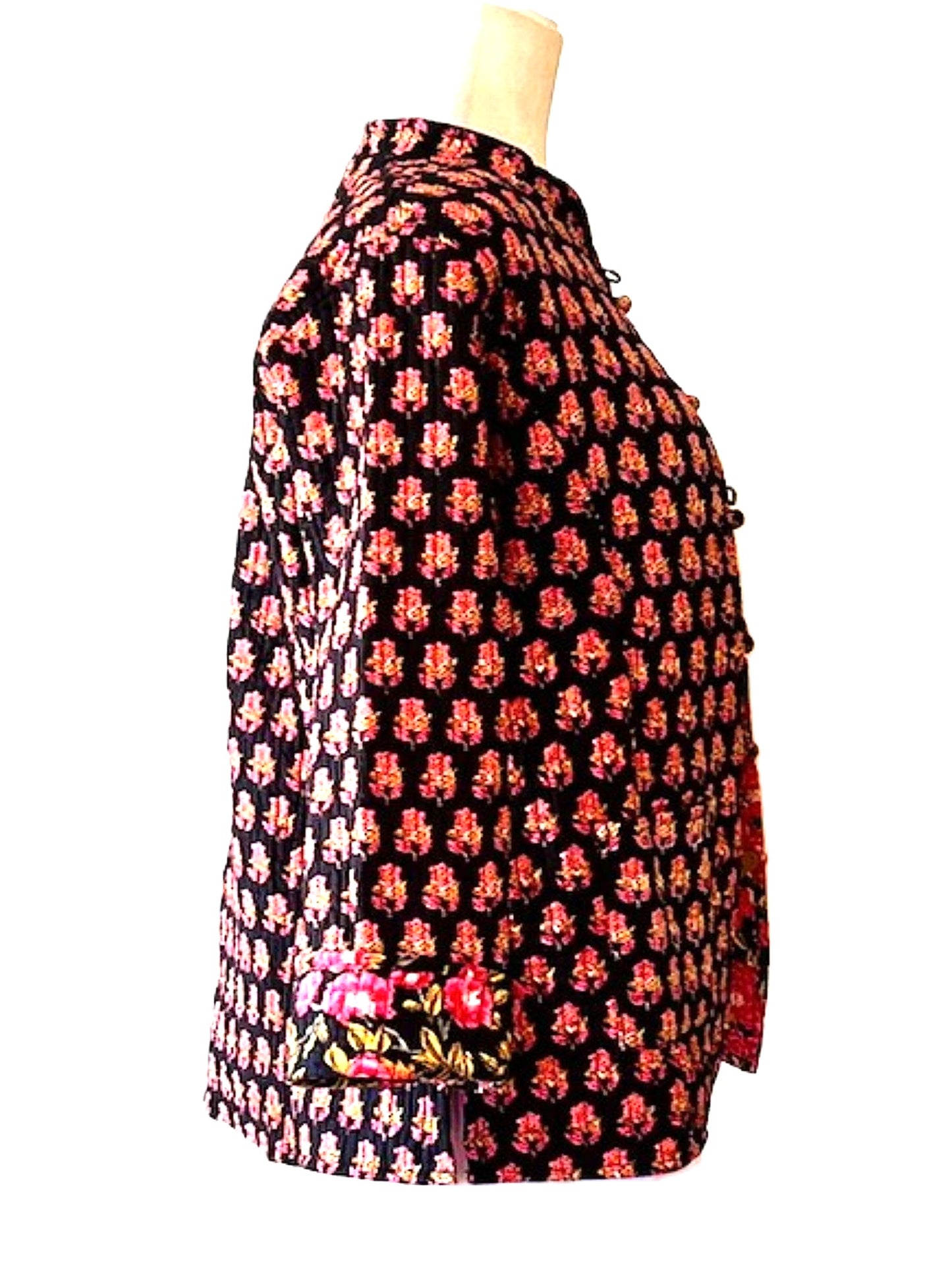 Luxe Cotton Quilted Womens Jacket, Fully Reversible (Black and Pink)