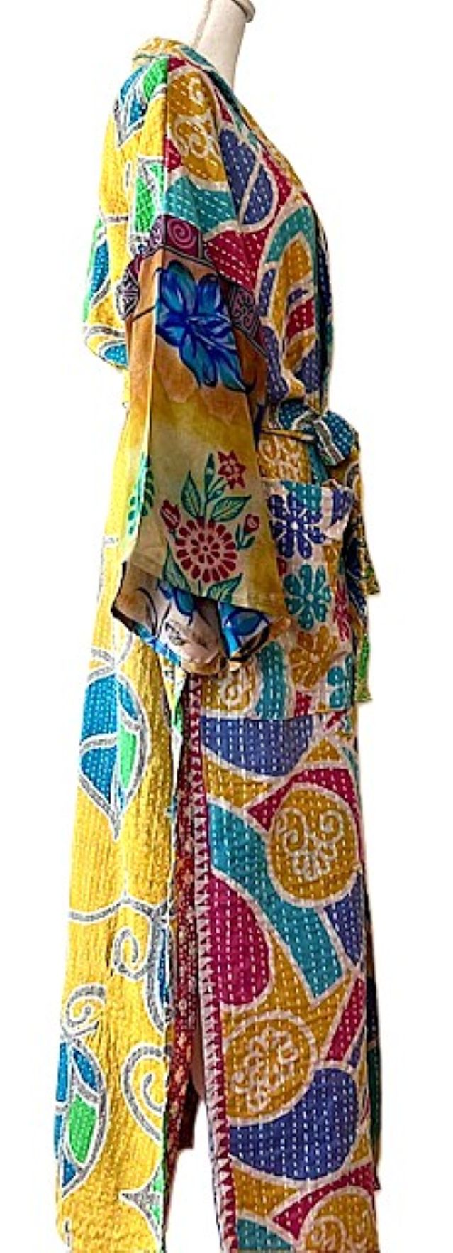 Kantha Bae Majestic Kimono Is It, Abstract (Aqua Floral)