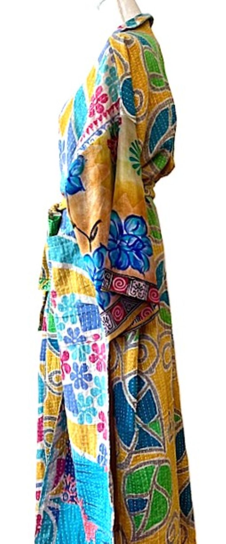 Kantha Bae Majestic Kimono Is It, Abstract (Aqua Floral)