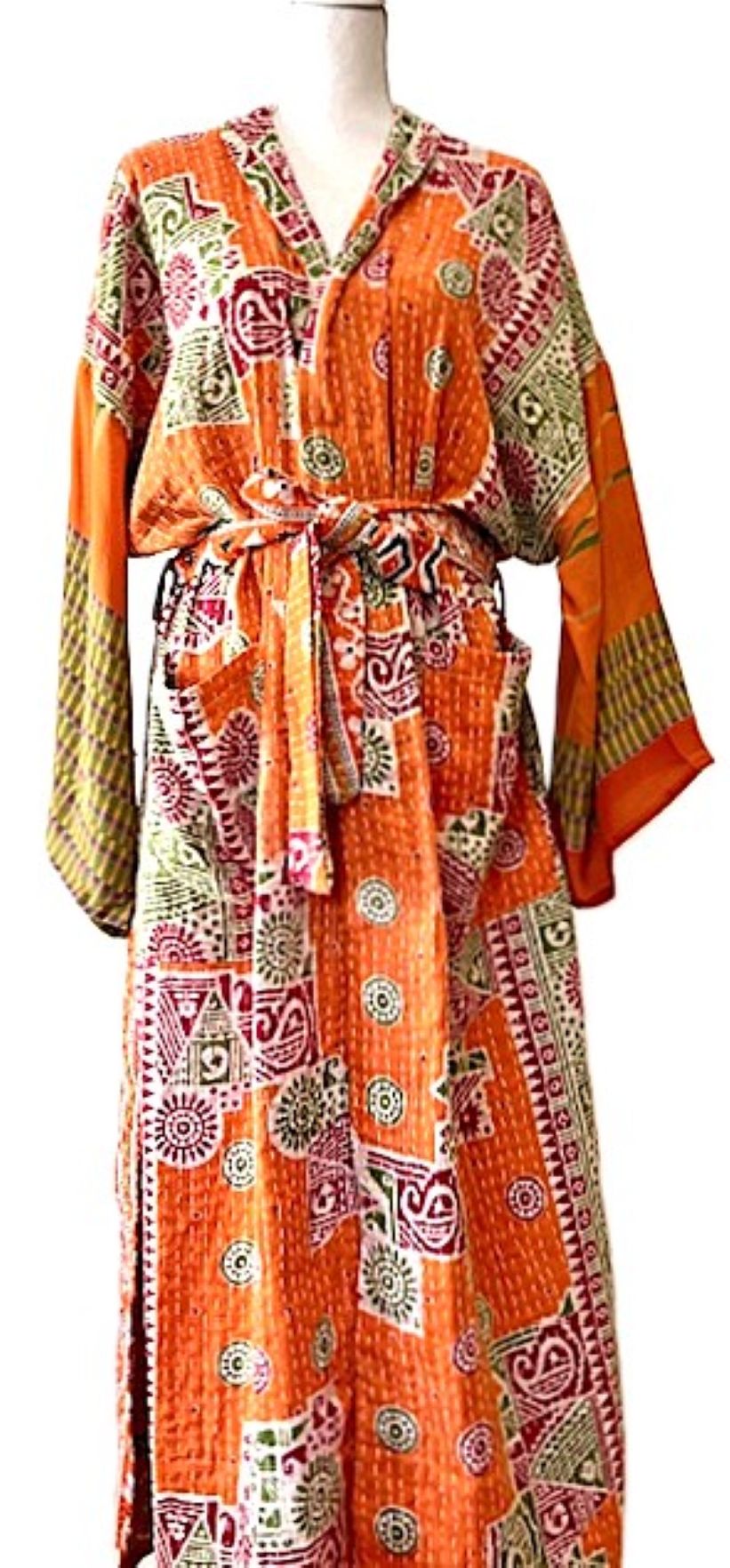 Kantha Bae Majestic Kimono Is It, Abstract (Orange Floral)