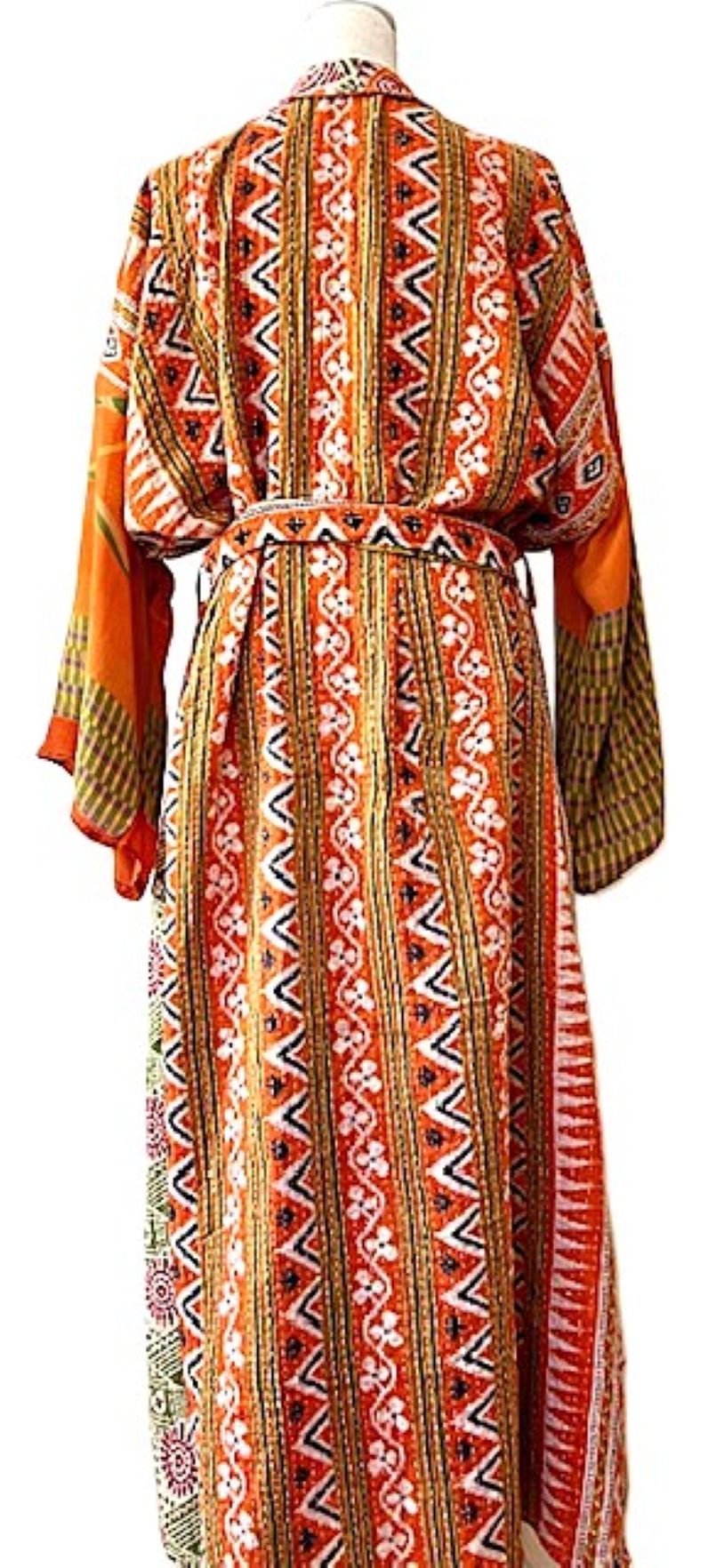 Kantha Bae Majestic Kimono Is It, Abstract (Orange Floral)