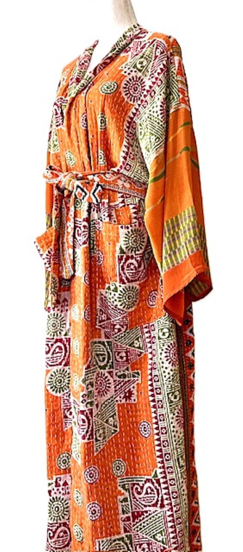 Kantha Bae Majestic Kimono Is It, Abstract (Orange Floral)