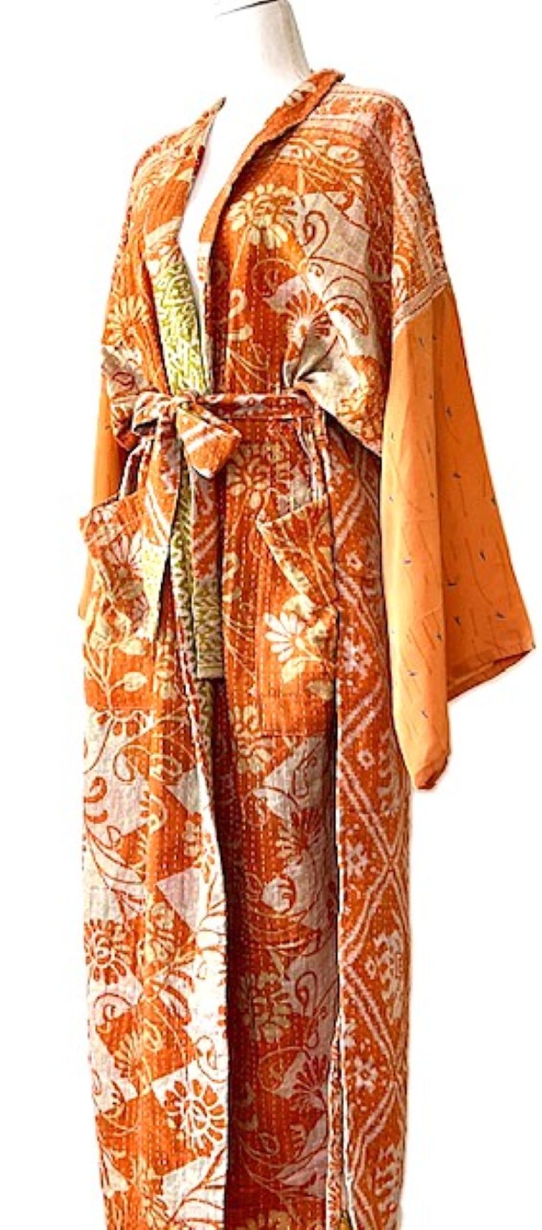 Kantha Bae Majestic Kimono Is It, Abstract (Orange)