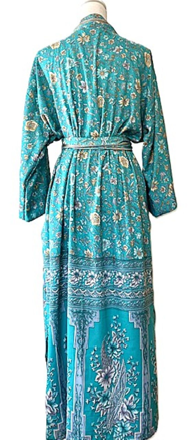 Wrap Silk Duster Kimono Is Soft and Feminine (Aqua)