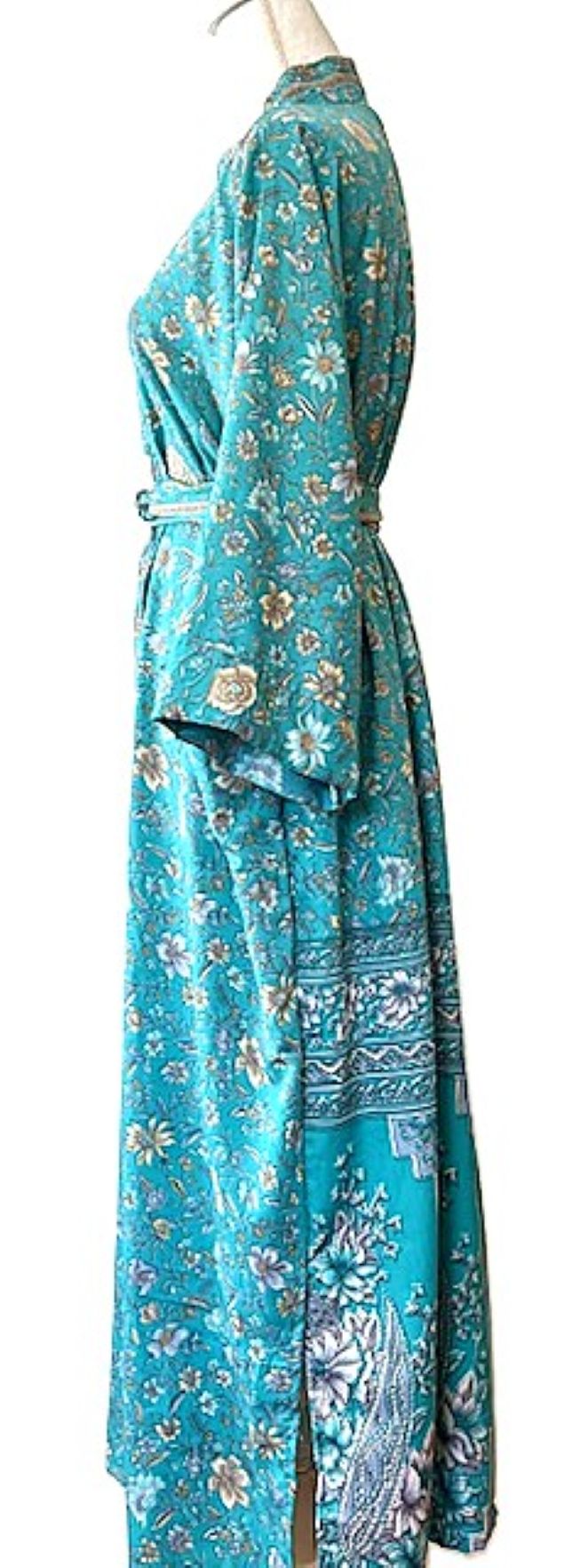 Wrap Silk Duster Kimono Is Soft and Feminine (Aqua)