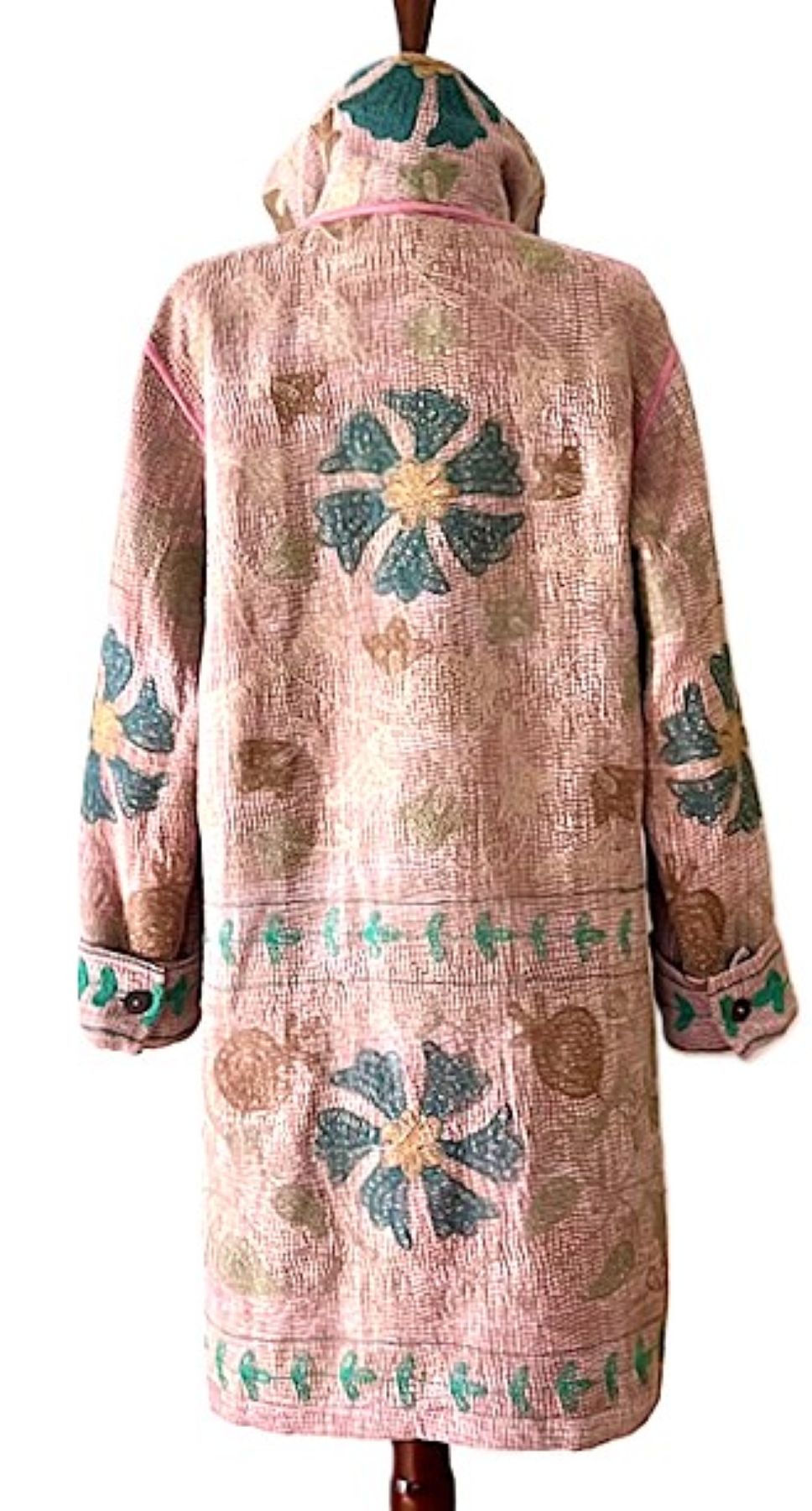 Jacket - Wearable Art, Reversible Handmade Duster Coat, A Patchwork Masterpiece. (Pink)