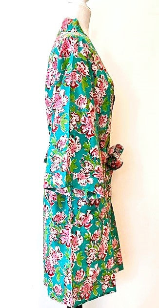 Short Kimono Cotton Duster Makes A Great Jacket or Coverup (Jade)