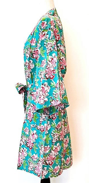 Short Kimono Cotton Duster Makes A Great Jacket or Coverup (Jade)