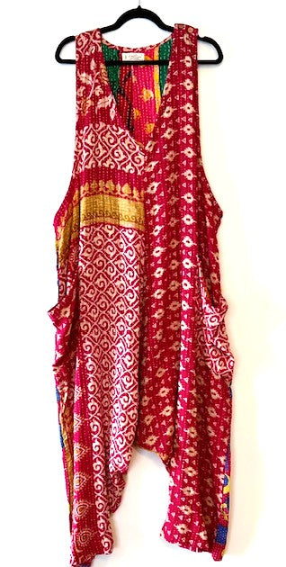 Contemporary Reversable Sleeveless Cotton Jumpsuit (Red Print)