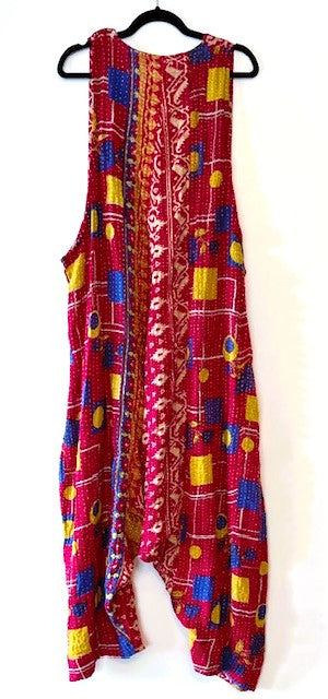 Contemporary Reversable Sleeveless Cotton Jumpsuit (Red Print)