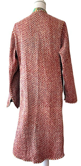 Tulip Cut Designer Waist Coat Is Fully Reversible. Kantha Stitching. (Green)