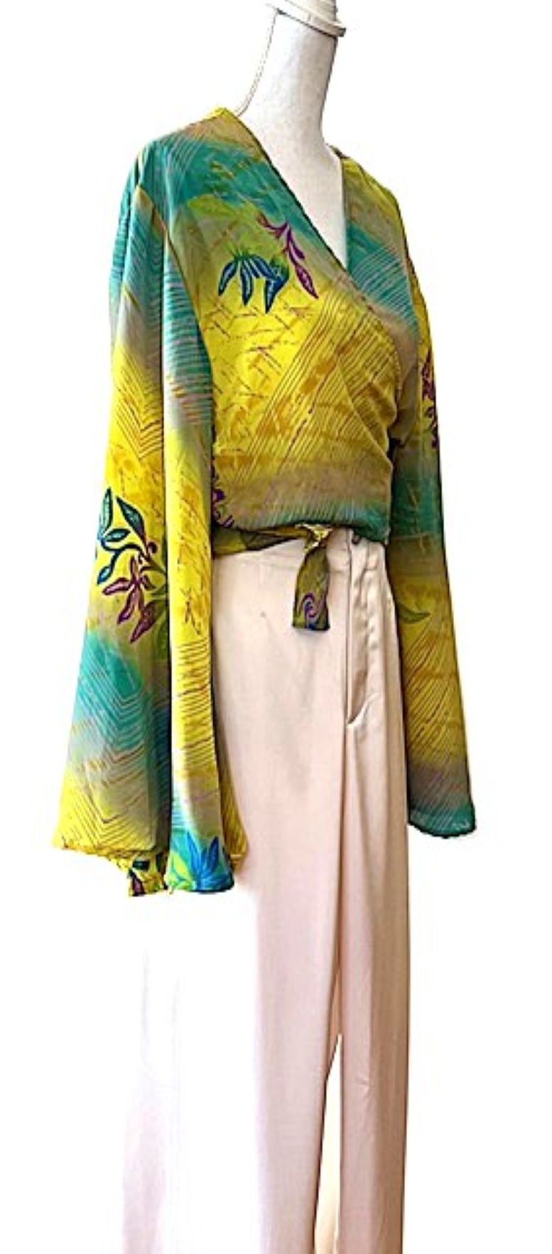 Striking Silk Wrap Crop Tops. Available 3 Different Prints.