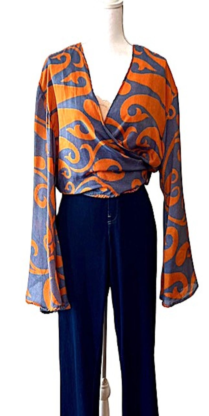 Striking Silk Wrap Crop Tops. Available 3 Different Prints.