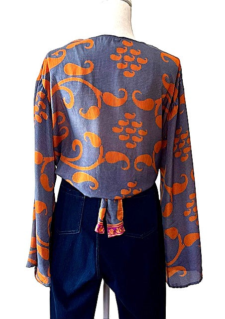 Striking Silk Wrap Crop Tops. Available 3 Different Prints.