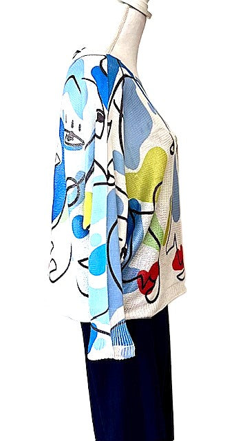 Italian Knit Sweater, Picasso. Great Color and Light Weight.